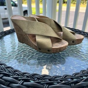 Women’s gold cork wedge sandals